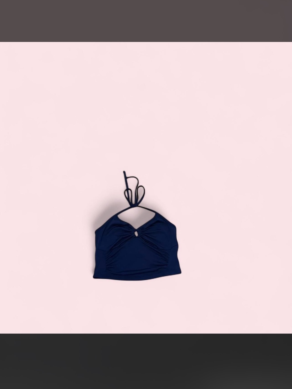 SHEIN Blue Halter Crop Top with Twist Keyhole
